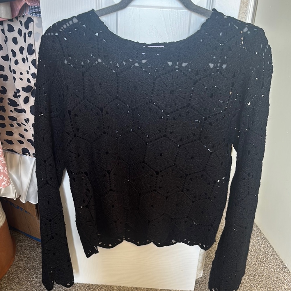Chic Black Crochet Sweater